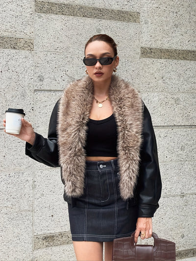 Faux Fur Collar Jacket SP 78912