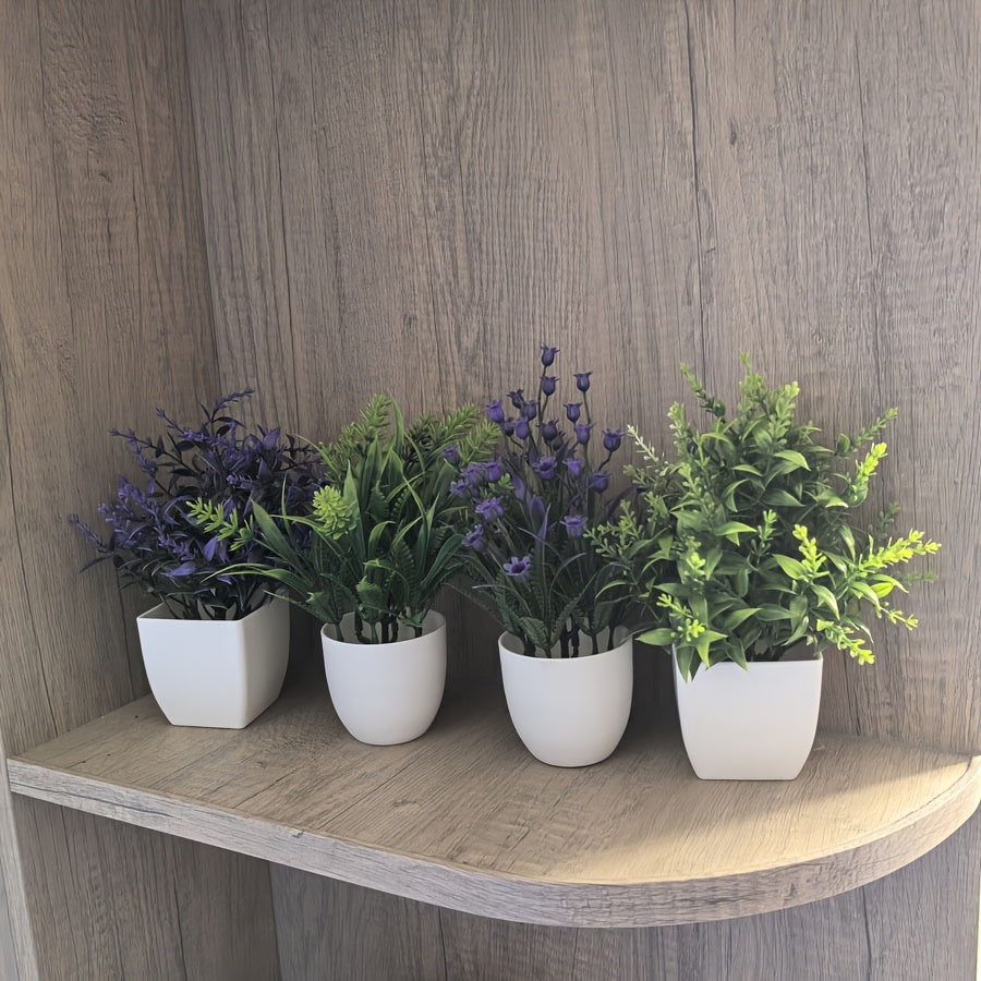 4pcs Mini Artificial Plant Bonsai Decor for Home Office Bath