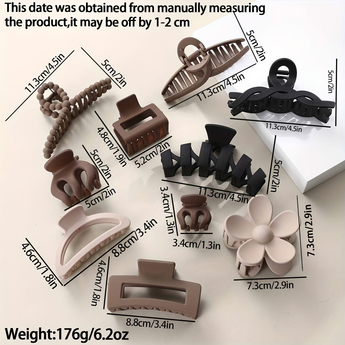 10pcs Hair Claw Clips Set Elegant Style Matte Finish Strong Grip NonSlip Assorted Shapes for Womens Thick Hair Styling Hair Clips