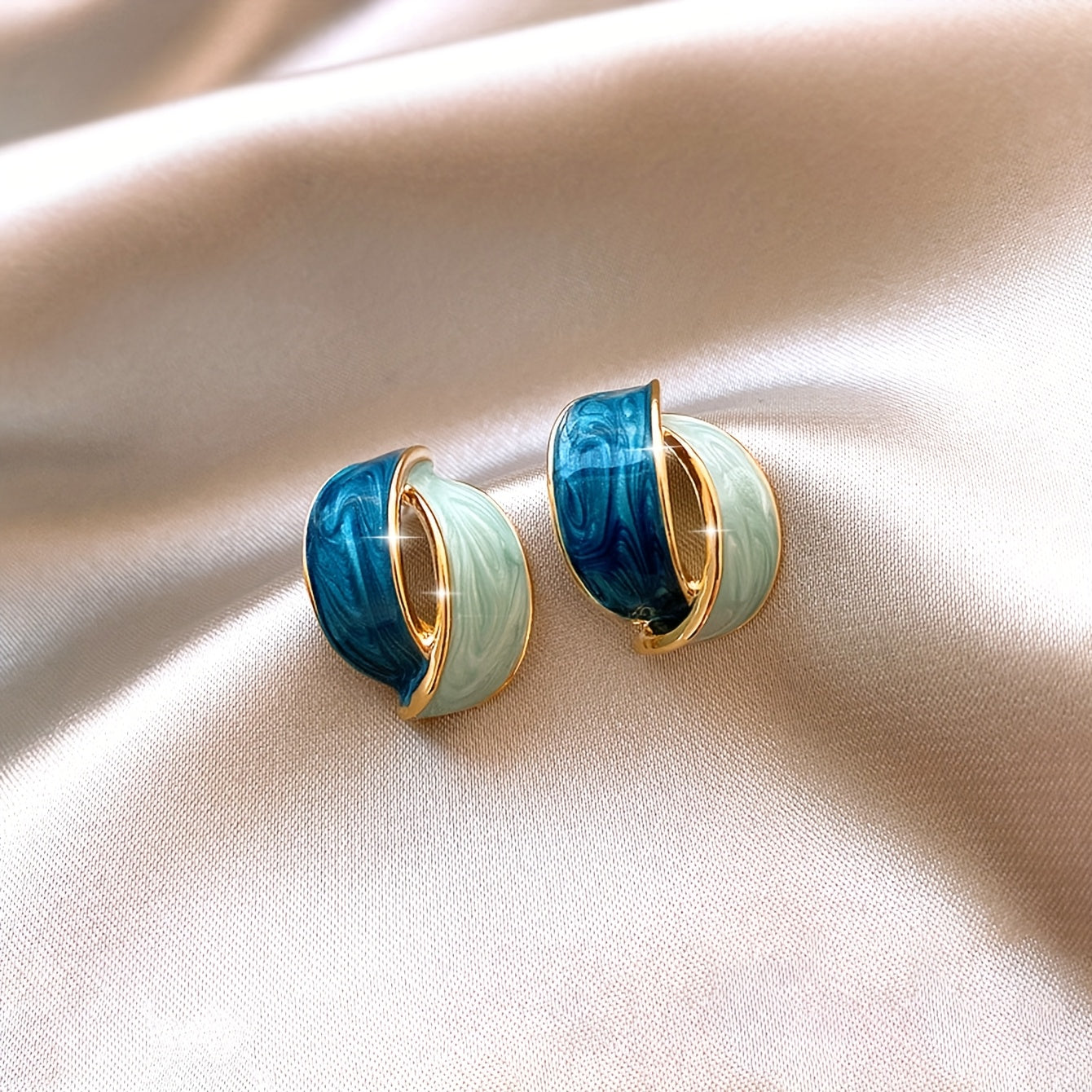 Geometric Drip Oil EarringsColorful Arc EarringsNew Year Gift EarringsFashionable Drip EarringsGold Geometric Earrings