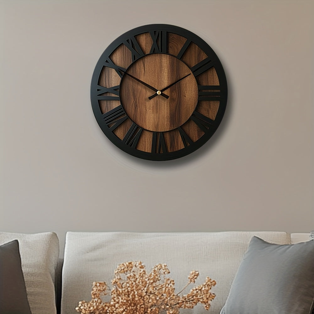 Charming Roman ClockSilent Wooden ClockVintage Numeral Clock