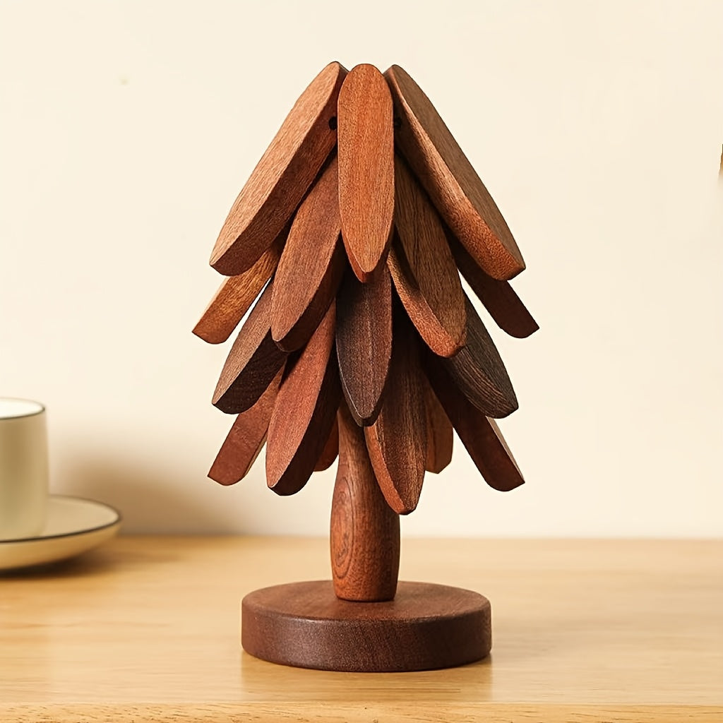 Solid Wood Tree Design HeatResistant Table Mat  Pot Holder