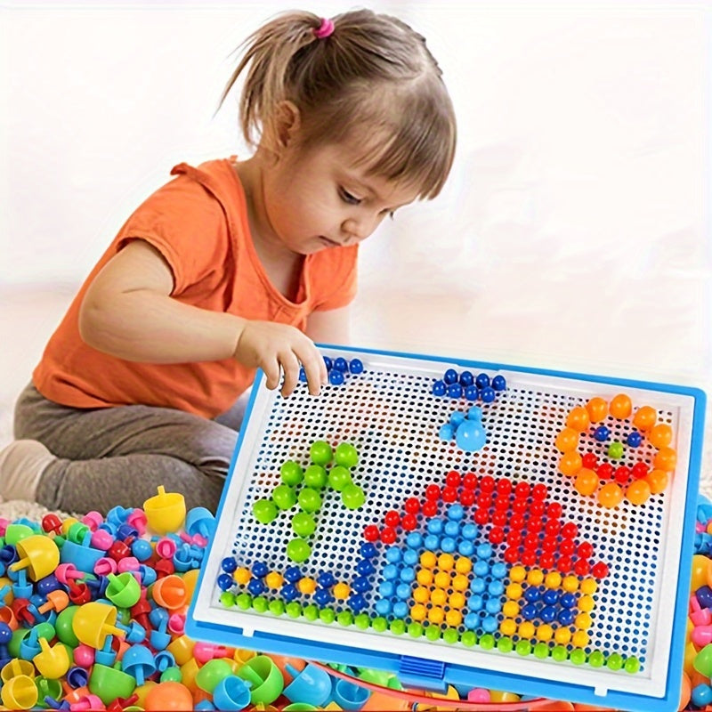 Pegboard Set Educational STEM Toy Creative DIY Building Blocks with Colorful Beads And Rubber Stoppers for Kids 36 Years ParentChild Interactive Puzzle Board Game