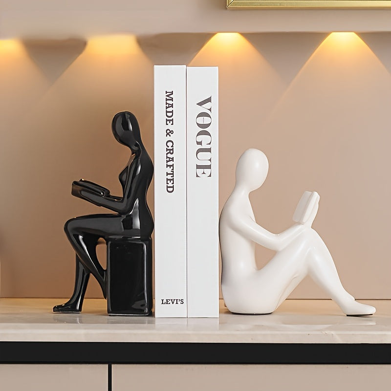 Modern Minimalist GoldTone Abstract Figurine Bookends Perfect for Home Office or Living Room Decor
