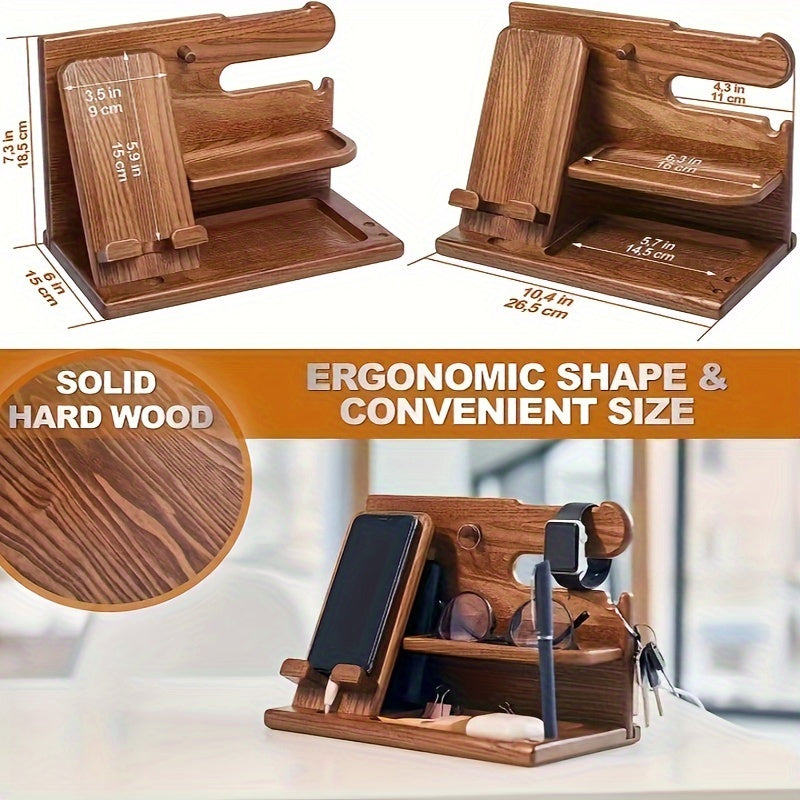 Penobon Wooden Desk Organizer  Phone Docking Station