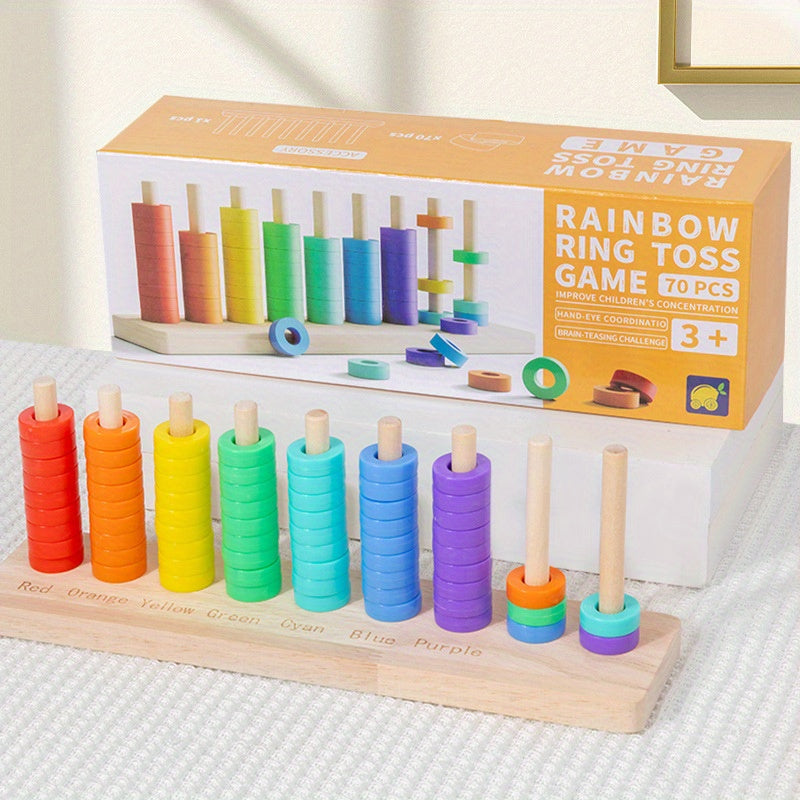Building block hoop game childrens toys rainbow color classification column set building blocks childrens 4 to 6 years old logical thinking focus toys birthday gifts