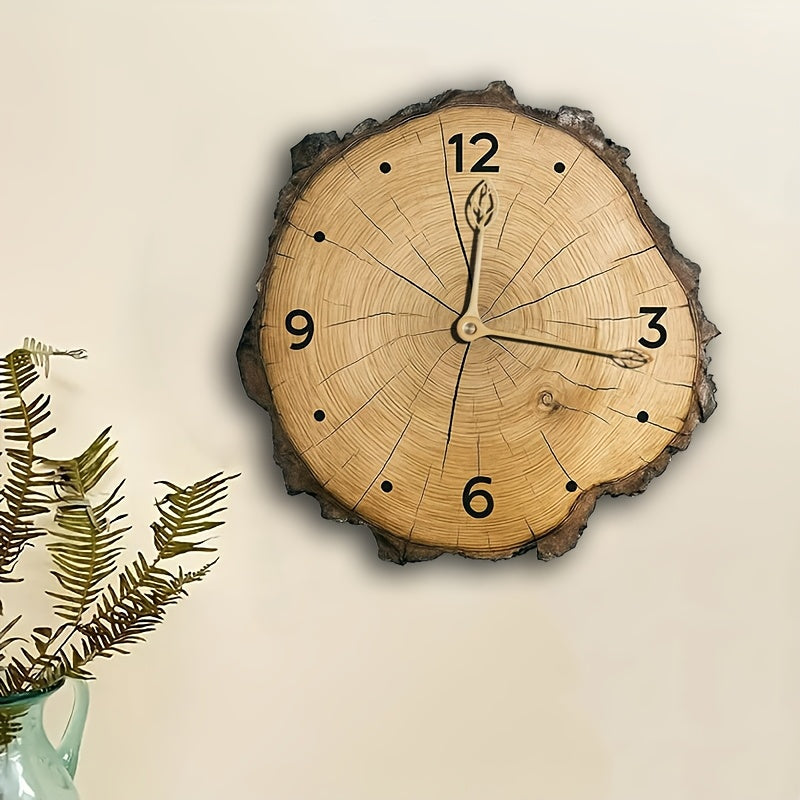 Vintage Irregular Cut Silent Wood Grain Wall Clock