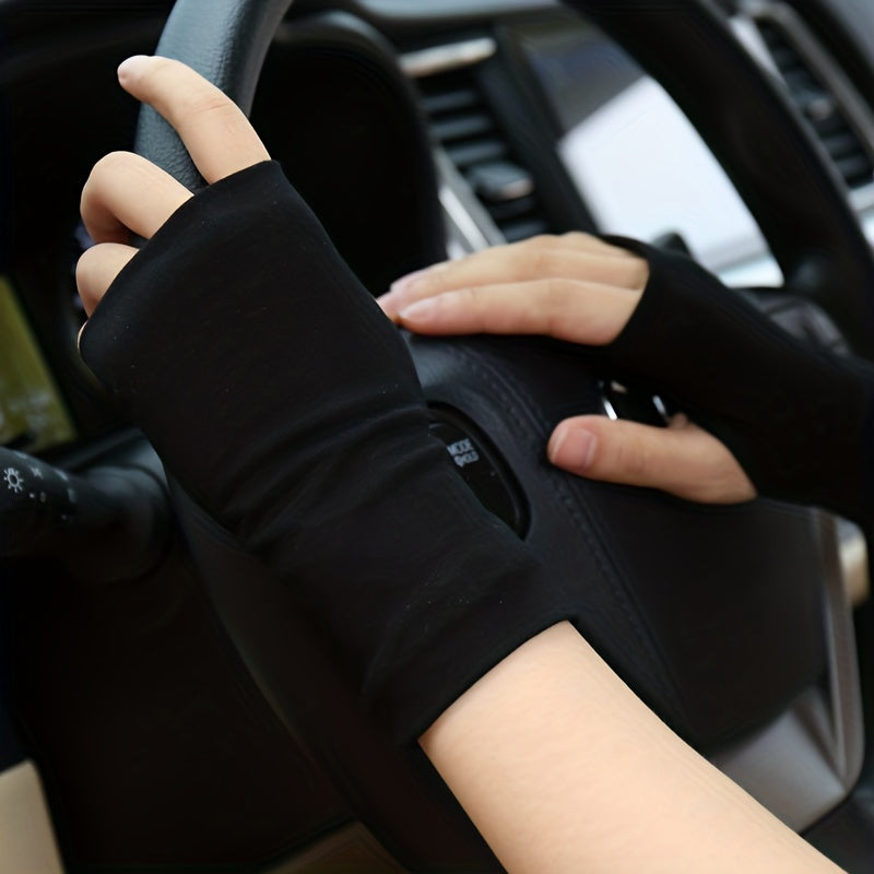 Summer Unisex Thin Fingerless Gloves for Loose Fit HalfFinger Covering Pair
