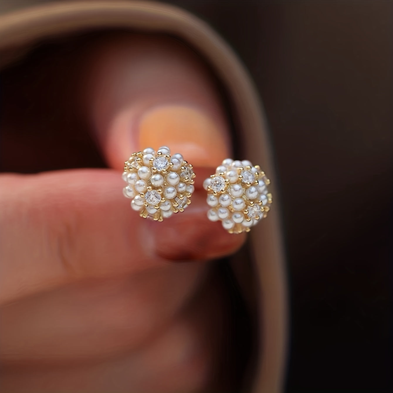 Pearl Ball Stud Earrings