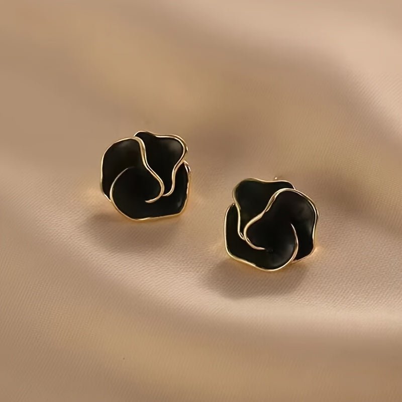Gold Camellia Stud Earrings