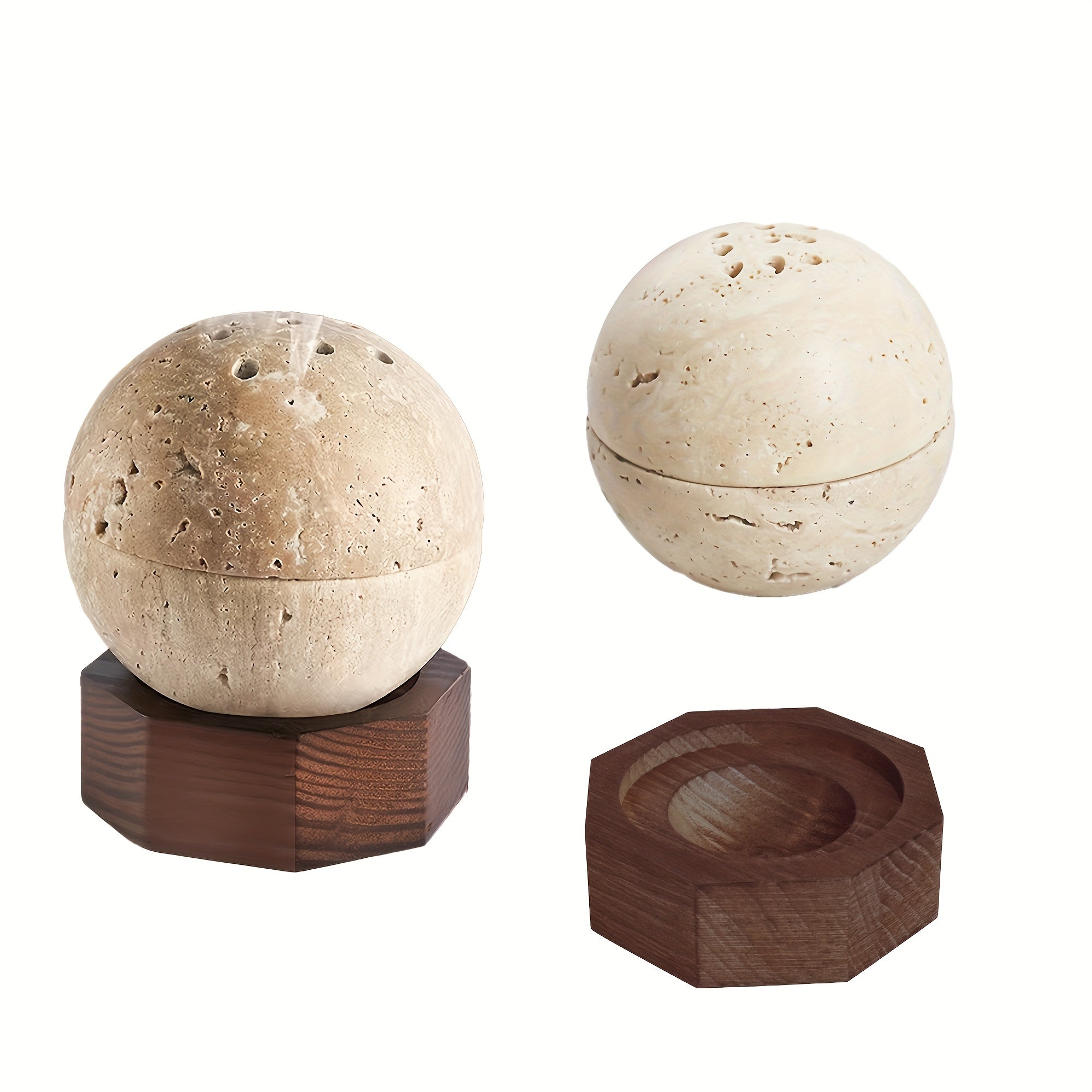 Travertine Wood Sphere