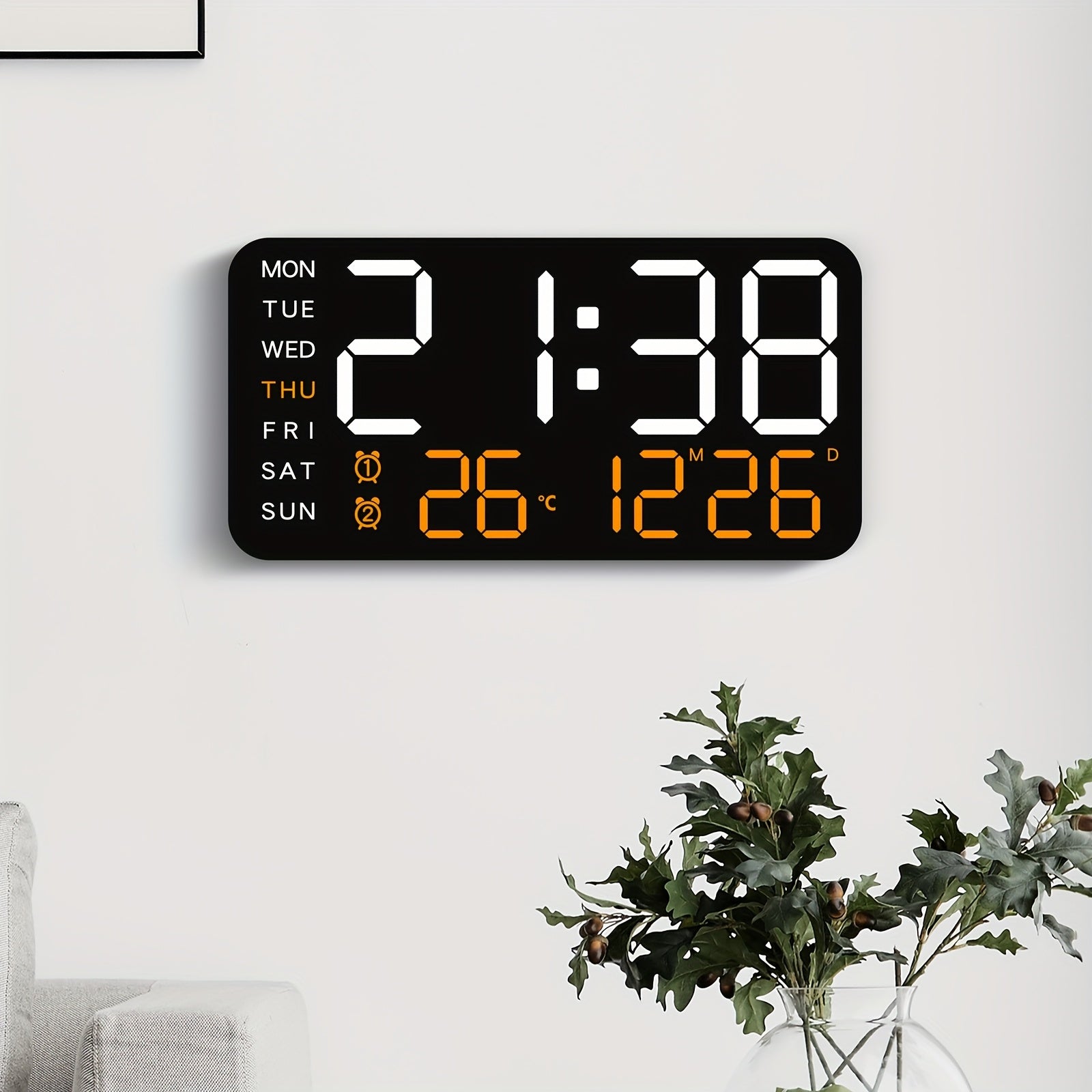 Smart Digital Alarm Clock Date Temp USB Charge Colors