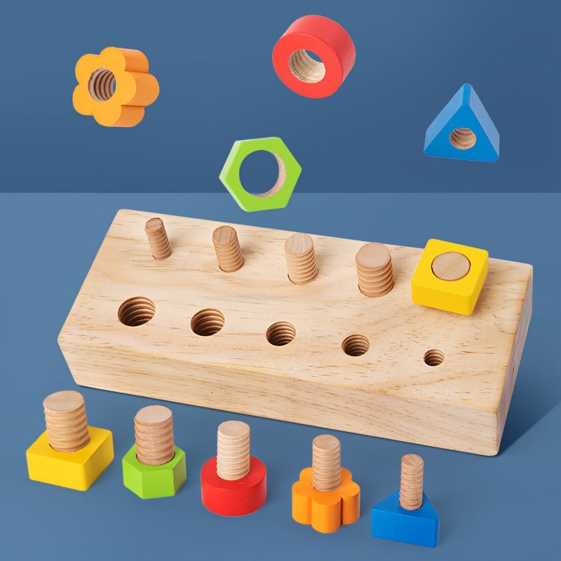 Wooden Toys for Parties Featuring Fun Geometric Shapes And Colors Designed for Assembling And Disassembling with Screw And Peg Matching Making Great Gifts